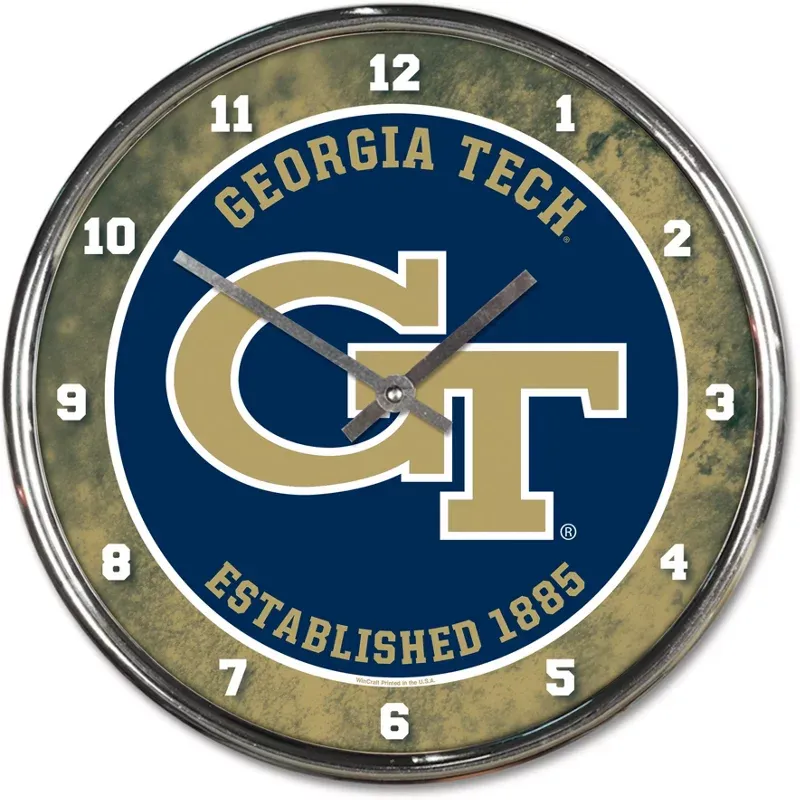 WinCraft Georgia Tech 12 in Chrome Clock - NCAA Novelty at Academy Sports