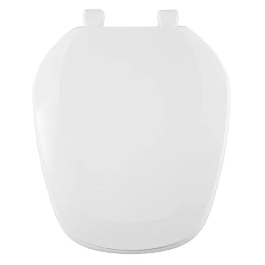 Centoco Eljer Emblem Round Toilet Seat with Square Front, Closed Front with Cover, Residential, Plastic, Made in the USA, EMB201-001, White