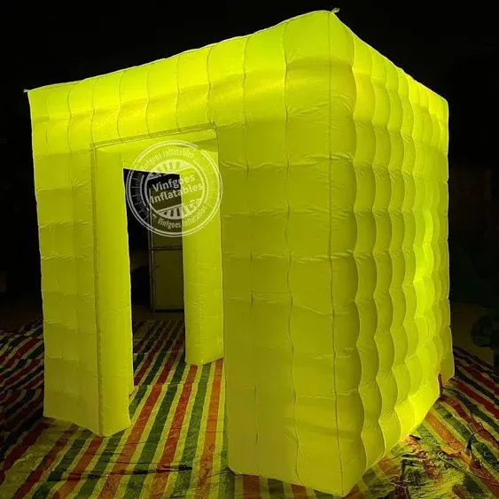 Inflatable Photo Booth Enclosure Photobooth Tent with 2 Doors and Led Light