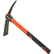 HEIHAK 15 Inch Pick Mattock Hoe, 1.5Lbs Forged Adze Pick with Fiberglass Handle, Weeding Mattock Hoe Garden Pickaxe for Loosening, and Cultivating