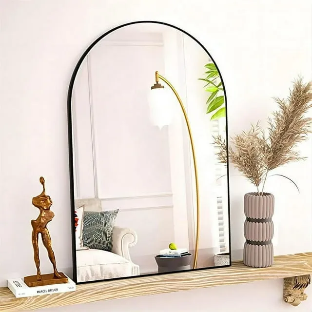 BEAUTYPEAK Arched Full Length Floor Mirror 64"x21.1" Full Body Standing Mirror,Black