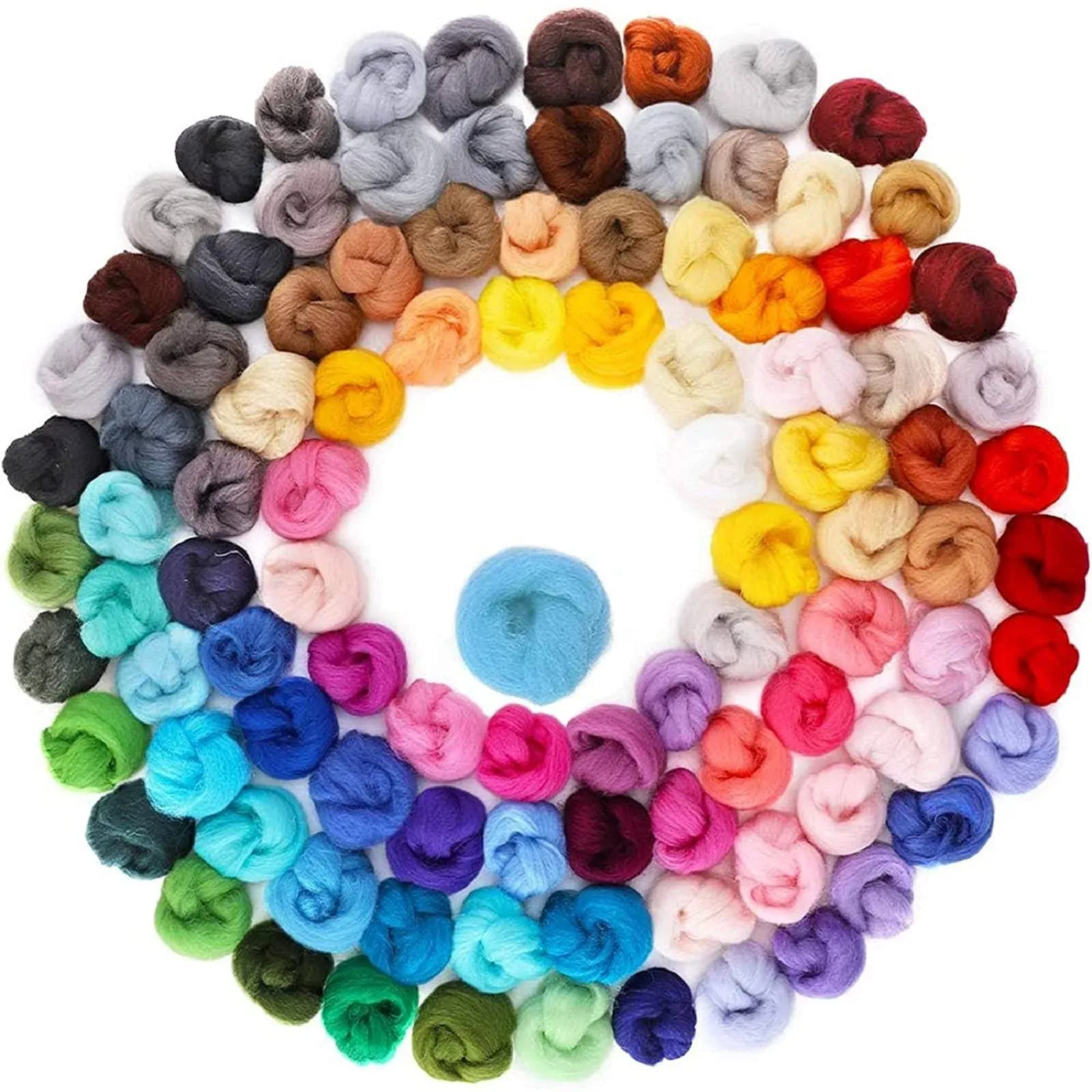 Habbi 100 Colors Needle Felting Wool - Fibre Wool Roving for DIY Craft Materials, Needle Felt Roving for Spinning Blending Custom Colors