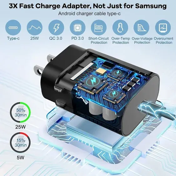 25W USB C Charger, 2 in 1 Watch Charger Compatible for Samsung Galaxy Watch 6/6 