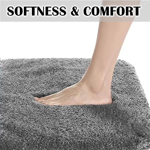 Suchtale Bathroom Rug Non Slip Bath Mat for Bathroom (16 x 24, Dark Grey) Water Absorbent Soft Microfiber Shaggy Bathroom Mat Machine Washable Bath Rug for Bathroom Thick Plush Rugs for Shower