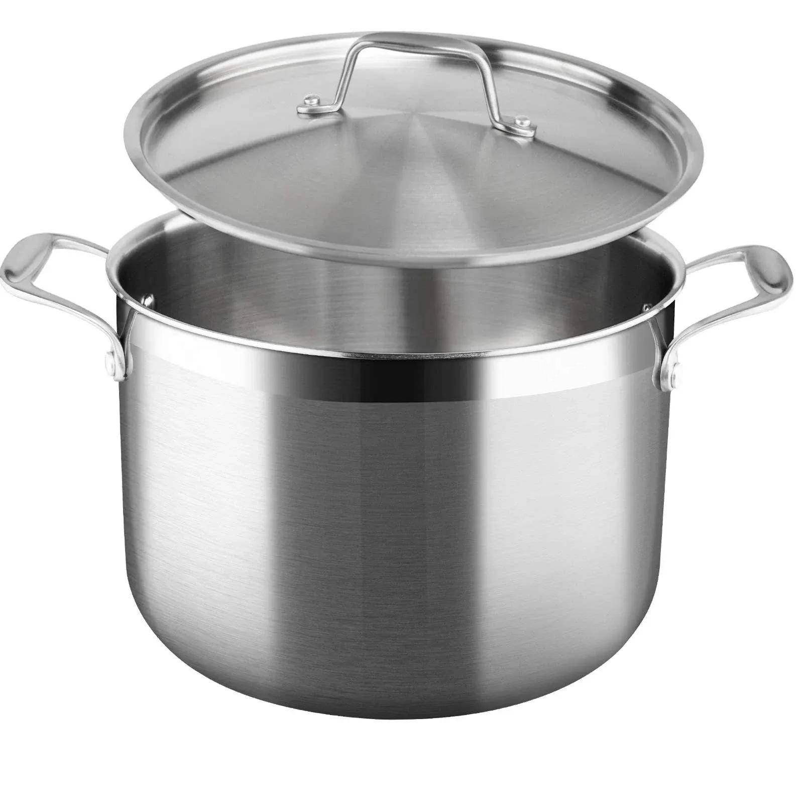 Duxtop Whole-Clad Tri-Ply Stainless Steel Stockpot with Lid, 8 Quart, Kitchen Induction Cookware