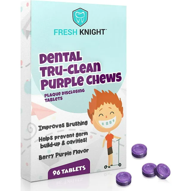 Plaque Disclosing Tablets for Teeth, Dental Tru-Clean Purple Chews Tablet 96CT