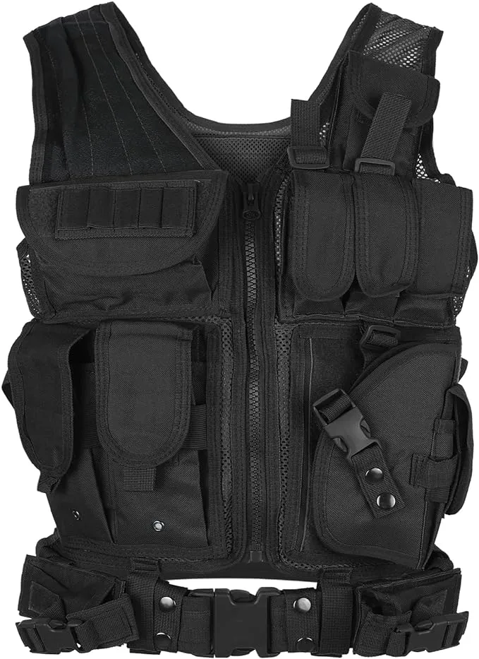 Lixada Tactical Vest Military Airsoft Vest Adjustable Breathable Combat Training Vest for Outdoor Hunting, Fishing, Army Fans, CS War Game, Survival