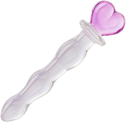 Crystal Glass Pleasure Wand Dildo Penis - AKStore - Blue Glass Dotted Double Head Design Personal Massager Anal Sex Toy (Blue)