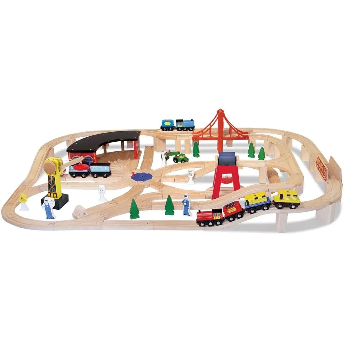 Melissa & Doug Deluxe Wooden Railway Train Set (130+pc)