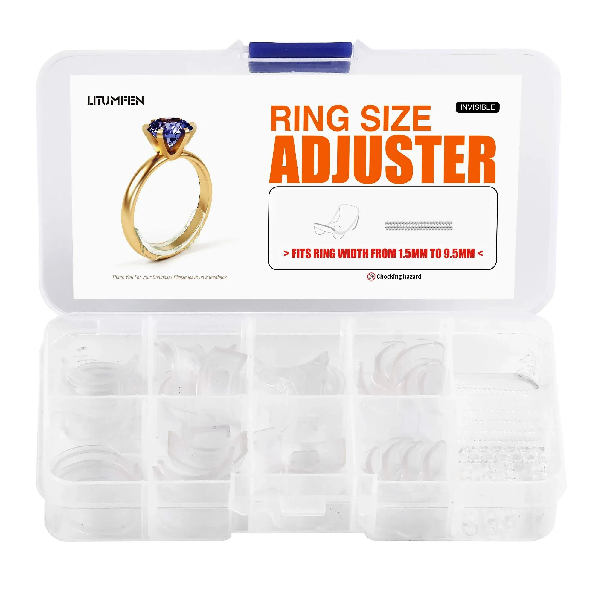 ELETIUO Ring Size Adjuster for Loose Rings - 60Pack, 2 Styles, Ring Guard, Ring Sizer, 10 Sizes Fit for Man and Woman Ring