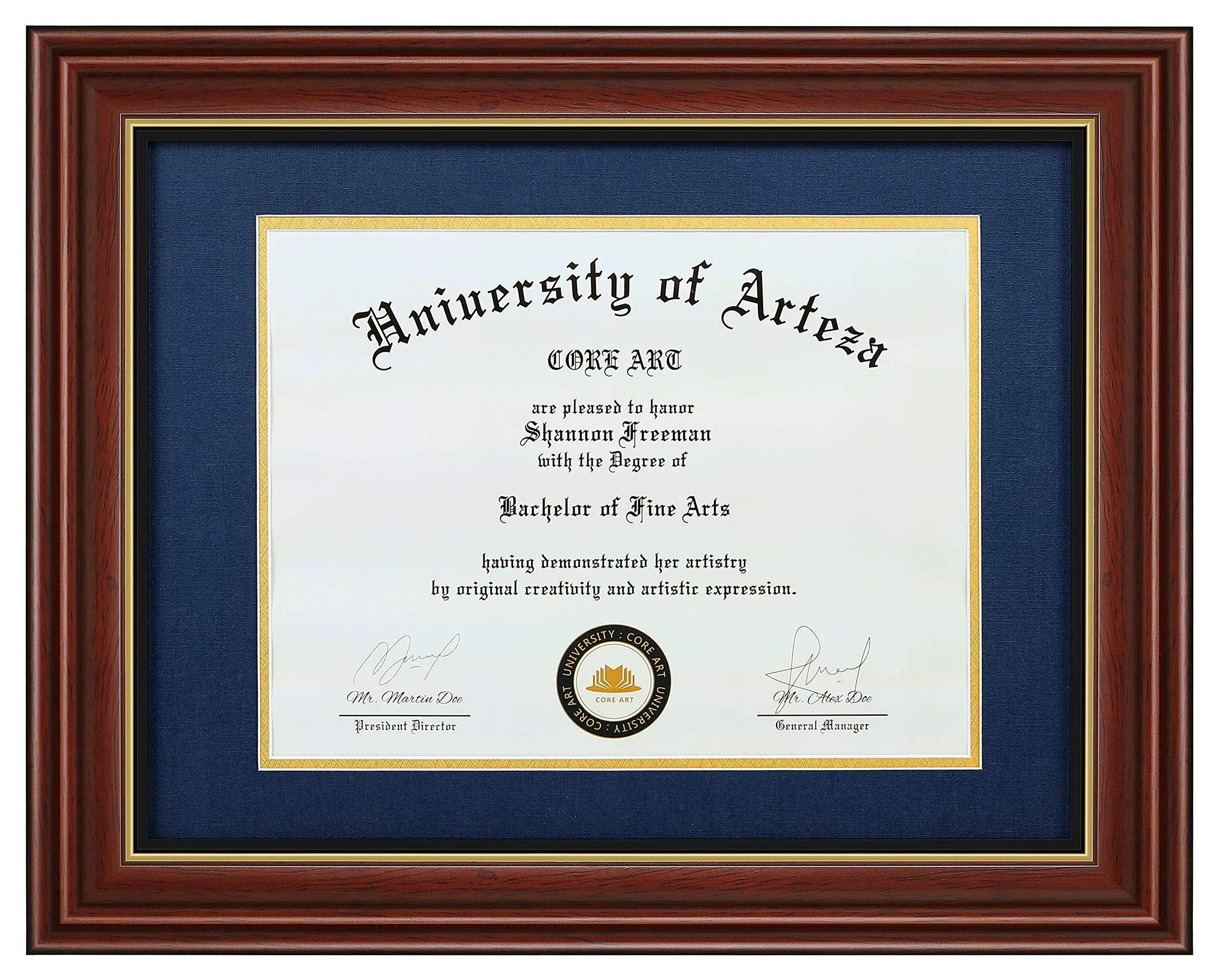 CORE ART 11x14 Diploma Frame Display Certificates 8.5 x 11 with Mat