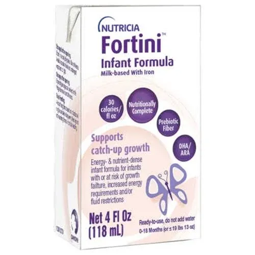 Nutricia Fortini Infant Formula - Milk-Based, Energy-and Nutrient-dense Baby Formula with Iron - 4 Fl Oz Carton (Case of 30)