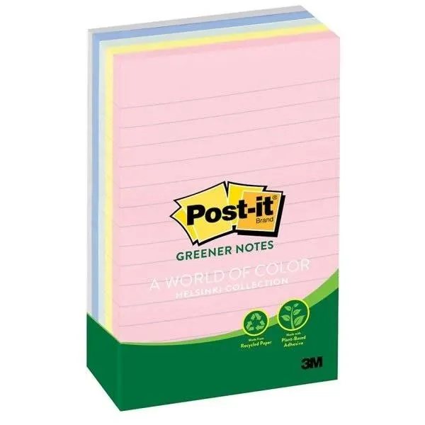 Post-it Greener Notes 4 in x 6 in Lined Cle