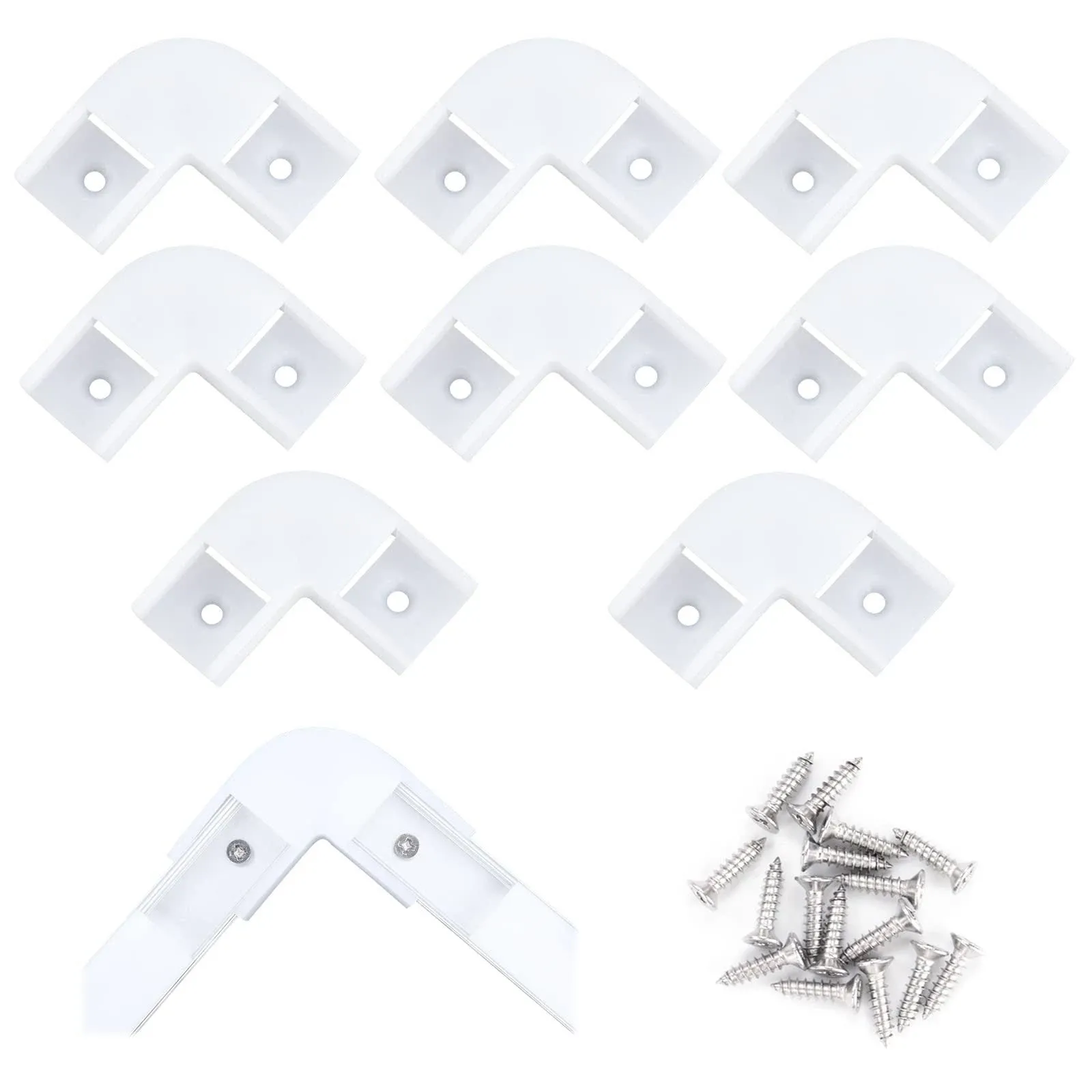 Muzata 8PACK LED Channel Corner Connector Kit L-Shape Adaptor 90 Degree for U-Shape Muzata U1SW Series LED Channel System LC07, LA1 LC1