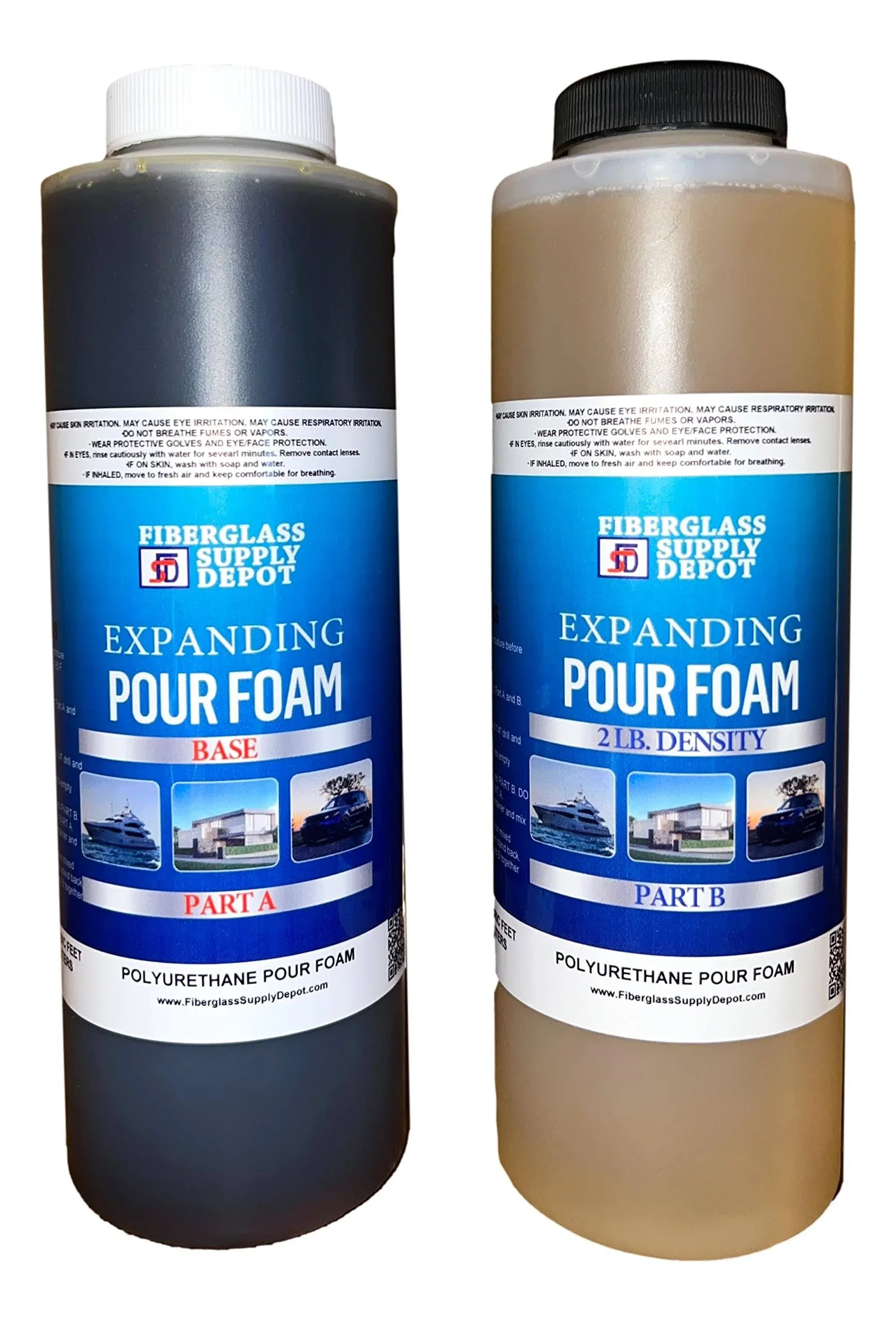 Fiberglass Supply Depot Poly2lbqk, Liquid Foam Polyurethane, Soundproofing and Filling Voids Industrial Sealant, 2 lb