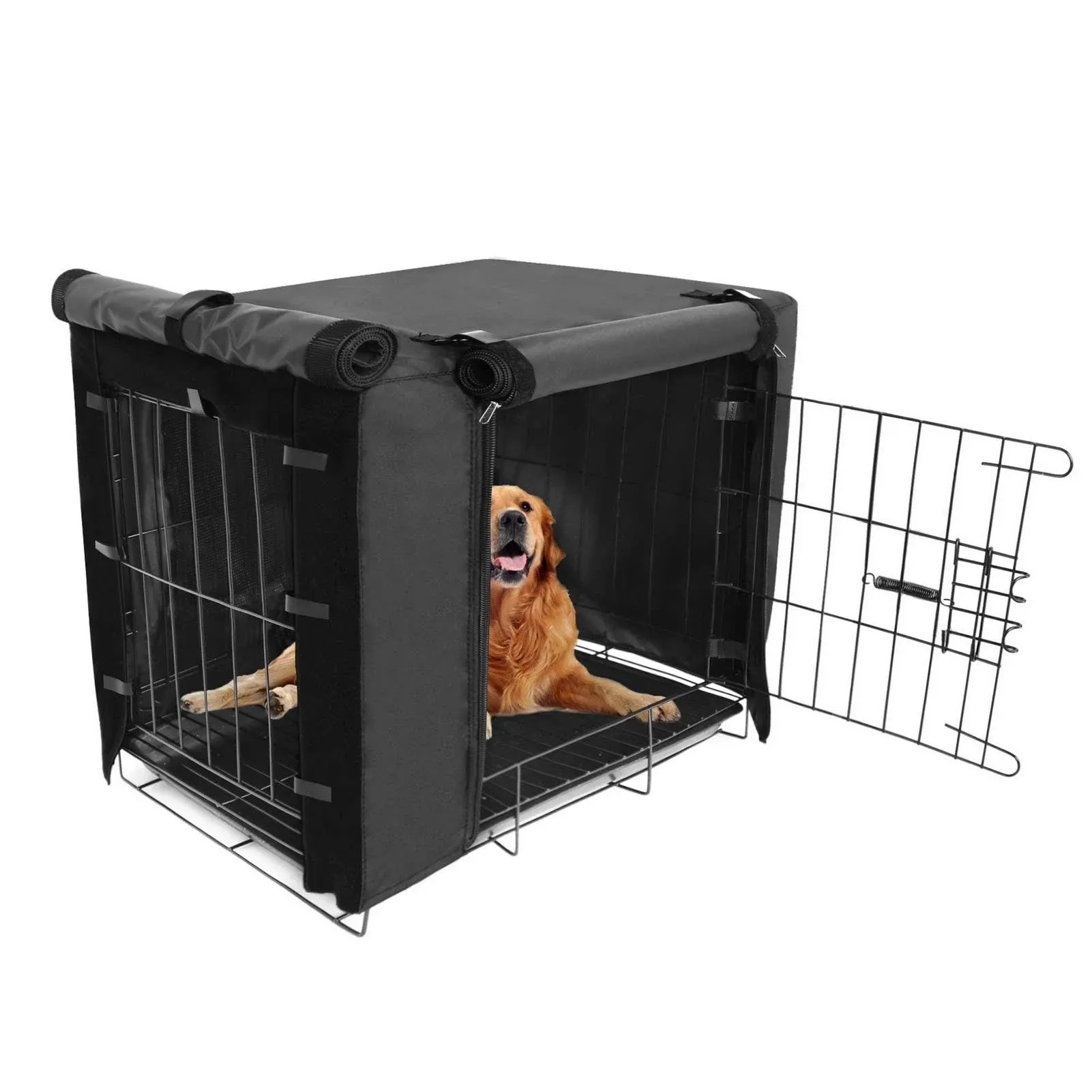 Durable Dog Crate Cover Double Door for Large Pet Cover Kennel Covers Universal Fit for 42 Inches Wire Dog Crate (42 inch (42" L x 28" W x 30" H))