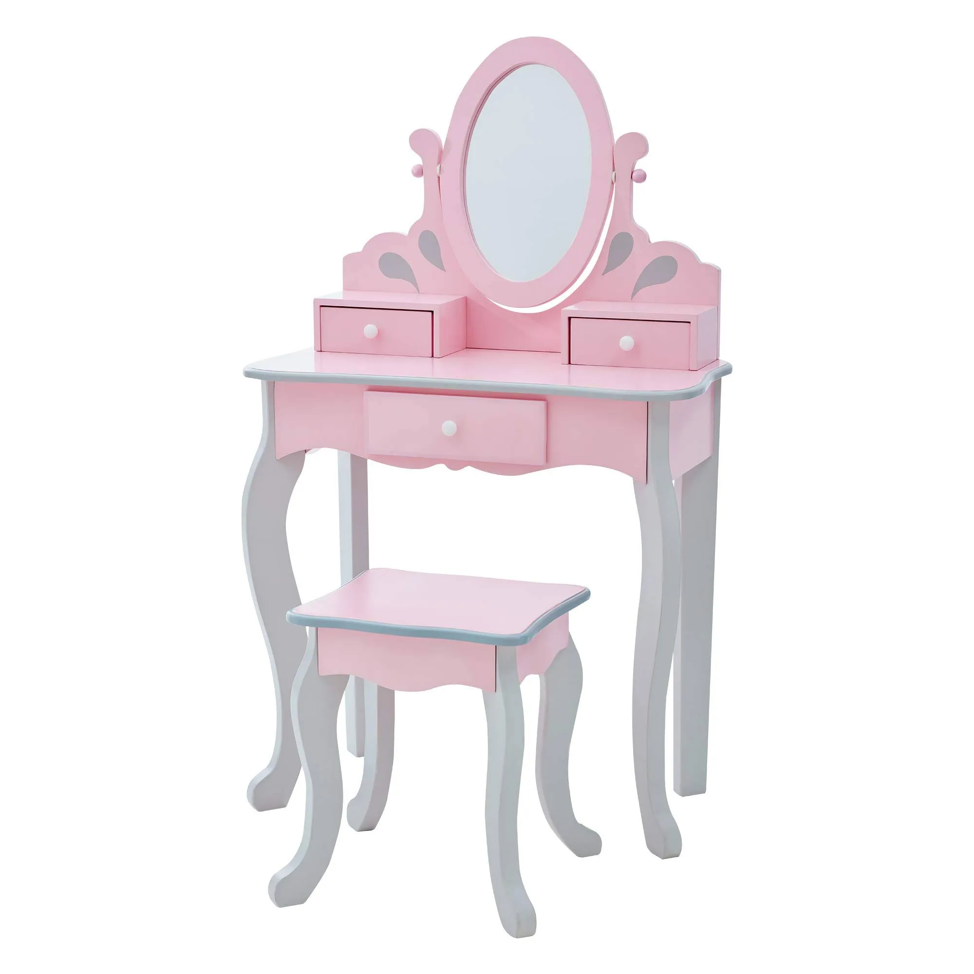 Princess Rapunzel Play Vanity Set, Pink/Grey - Contemporary - Kids Bedroom Vanities - by TEAMSON US INC | Houzz