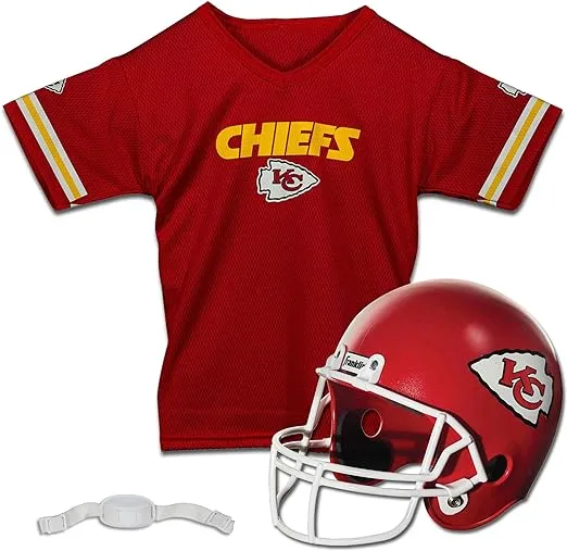 Franklin Sports NFL Kids Helmet + Jersey Sets - Youth NFL Team Uniform Sets - Costume Set - Helmet, Jersey + Chinstrap-Medium
