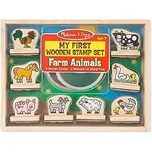 Melissa & Doug My First Wooden Stamp Set - Farm Animals - Art Projects, With Washable Ink, Farm Themed Wooden Stamps For Kids Ages 4+