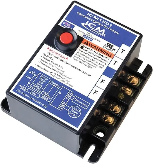 ICM Controls ICM1501 Intermittent Ignition Oil Primary Control with 15 Seconds Safety Timing, Replacement for R8184G Series Honeywell