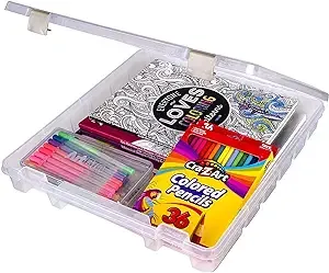 ArtBin 9100AB Super Satchel Slim 1 Open Compartment, Art & Craft Organizer, [1] Plastic Storage Case, Clear