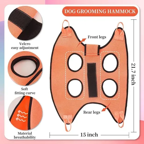 Dog Grooming Hammock, Pet Grooming Hammock for Cats &amp; Dogs with Security Strap, 