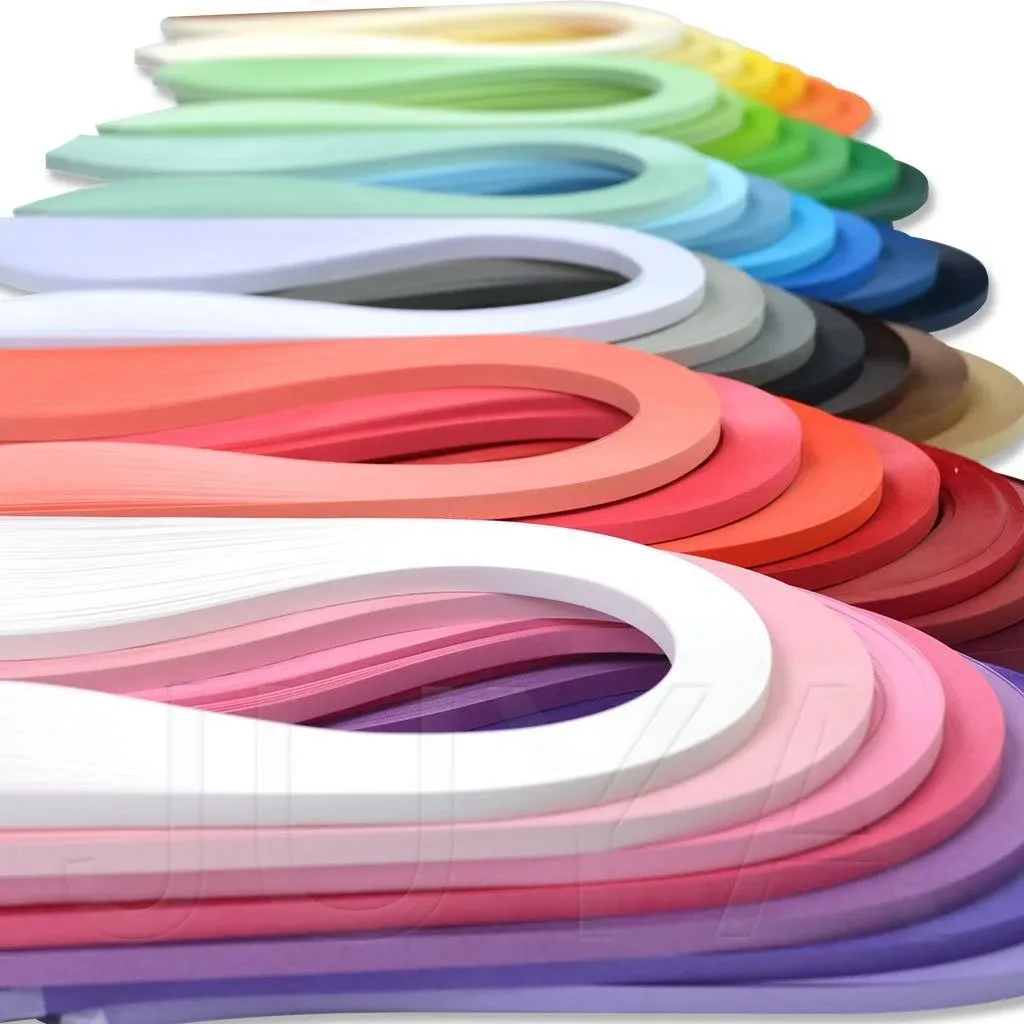 JUYA Single Color Paper Quilling Strips Set 42 Colors 100 Strips per Pack 2/3/5/7/10 mm Width Available 42 colors, width 10 mm (0.39 in)