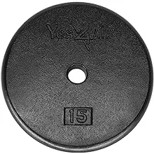 Yes4all Standard 1-Inch Cast Iron Weight Plates 15 lbs Single