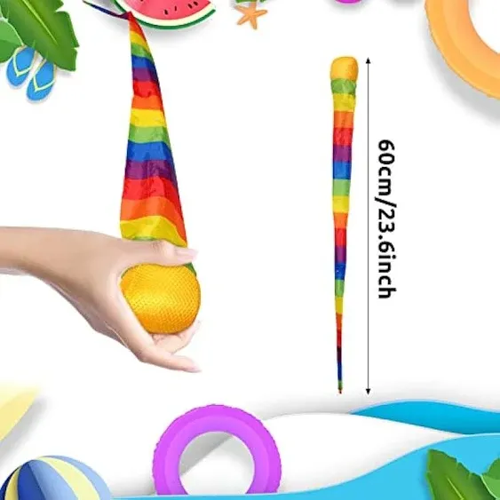 Chalyna Catch Tail Foam Balls Soft Rainbow Play Ball Educational Sports Playground Balls Colorful Meteor Ball with Rainbow Tails for Kids Kindergarten School Sensory Training, 23.62 Inch Long