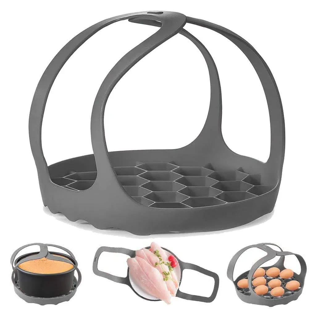 Pressure Cooker Sling?Silicone Bakeware Sling for 6 Qt/8 Qt Instant Pot, Ninja Foodi and Multi-function Cooker Anti-scalding Bakeware Lifter Steamer Rack?BPA-Free Silicone Egg Steamer R