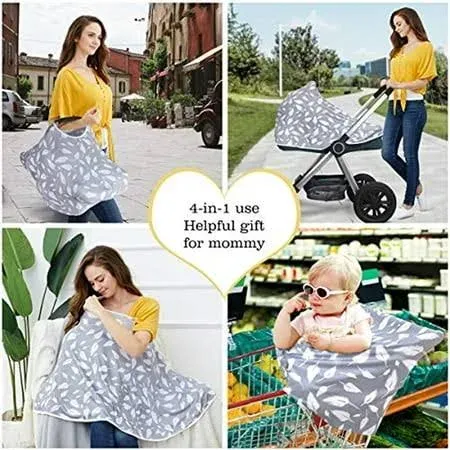 Baby Nursing Cover & Nursing Poncho - Multi Use Cover for Baby Car Seat Canopy, Shopping Cart Cover, Stroller Cover, 360° Full Privacy Breastfeeding Coverage, Baby Shower Gifts for Boy&Girl