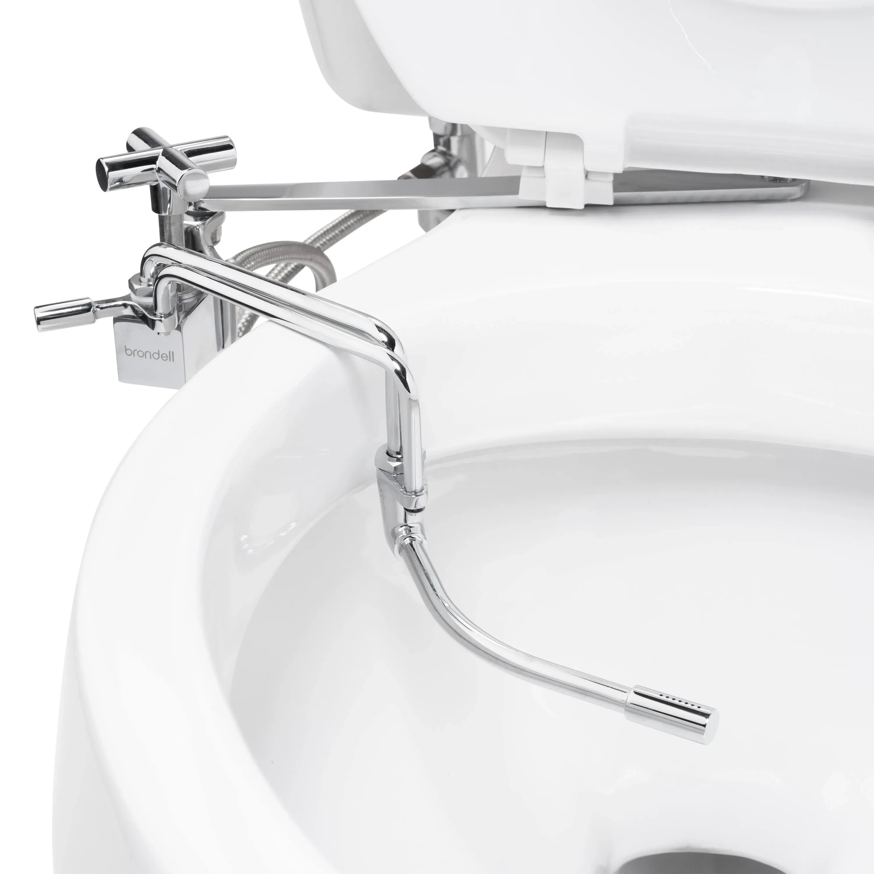 Brondell Side-Mounted All Metal Attachable Bidet with Adjustable Spray Wand, Ambient Temperature