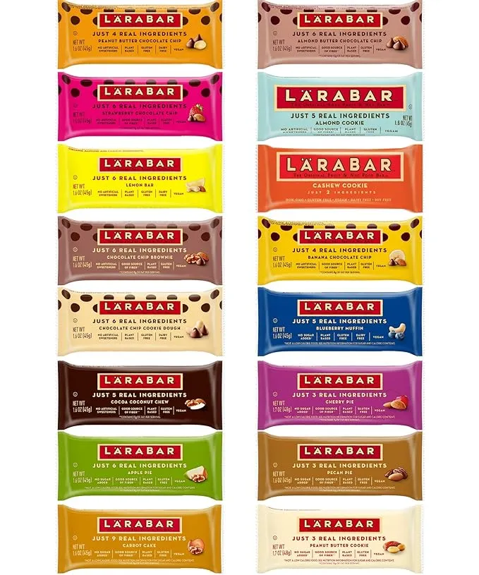 Larabar Gluten Free Snack Bars Variety Pack, (16 Bars), 1.7oz in Sanisco Packaging