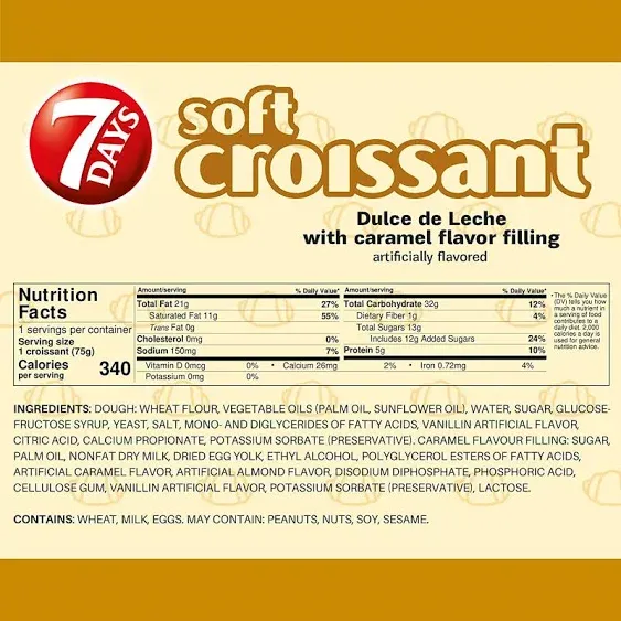 7Days Soft Croissant Variety Chocolate Vanilla Strawberry Caramel (Pack of 24)