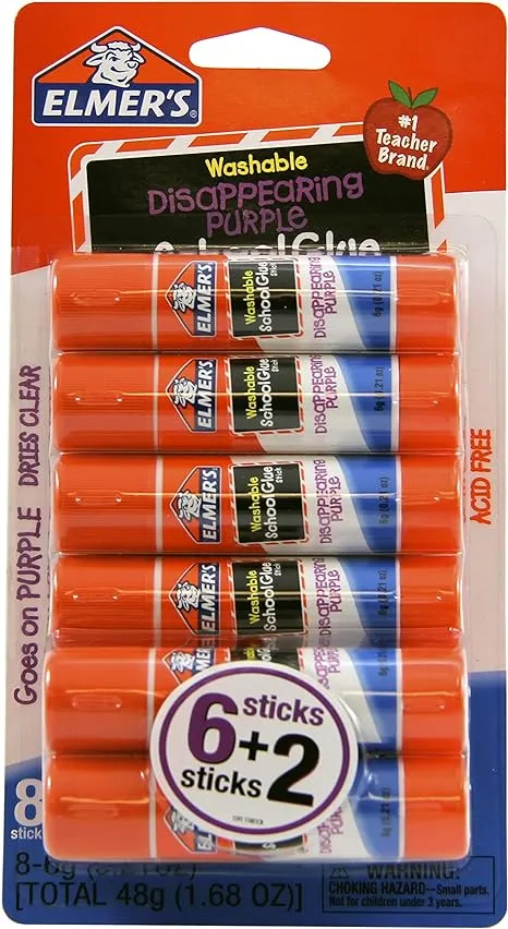 Elmer&#039;s Giant Glue Stick (3 Pack) 2.31 oz Washable Disappearing Purple