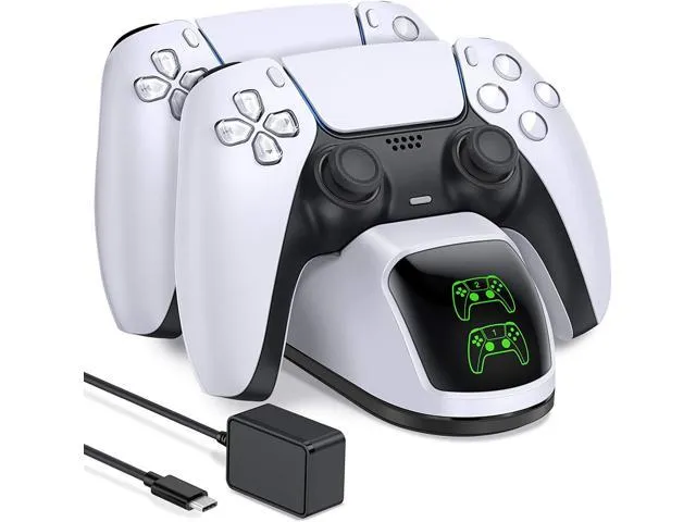 PS5 Controller Charger Station,Playstation 5 Dualsense Charging Station Dock with Fast Charging,BEBONCOOL PS5 Accessories with LED Indicator - White