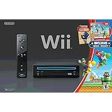 Wii Black Console with New Super Mario Brothers Wii and Music CD