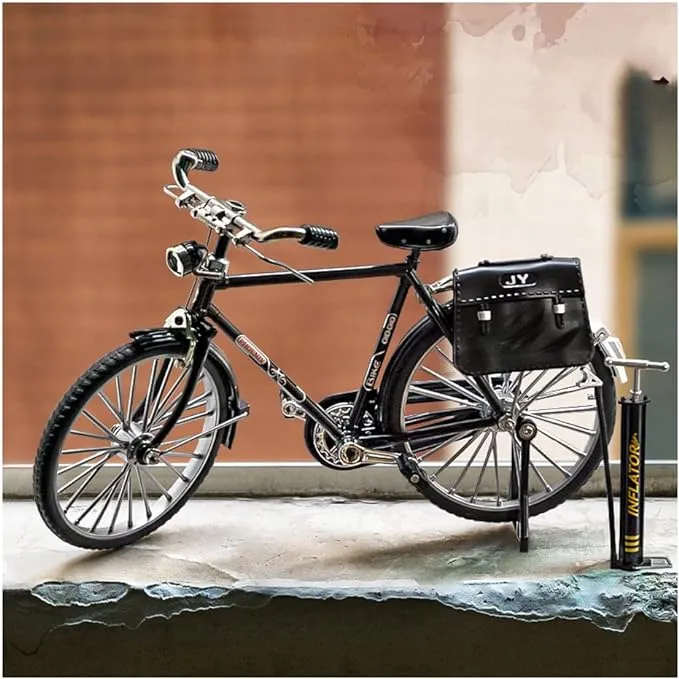 2023 DIY Retro Bicycle Model Ornament for Kids, 1:10 Simulation Mini Bicycle Model Scale Kit with Inflator and Briefcase, Finger Bike Models Toys, Creative Iron Art Tabletop Ornament Toys