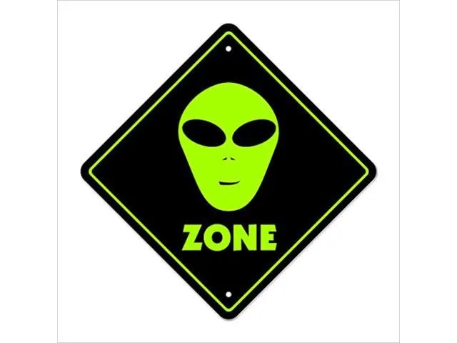 Alien Crossing Sign Zone Xing Indoor/Outdoor 14' Tall Plastic Sign Road Funny Gag Area 51 Et Spaceship Science Fiction