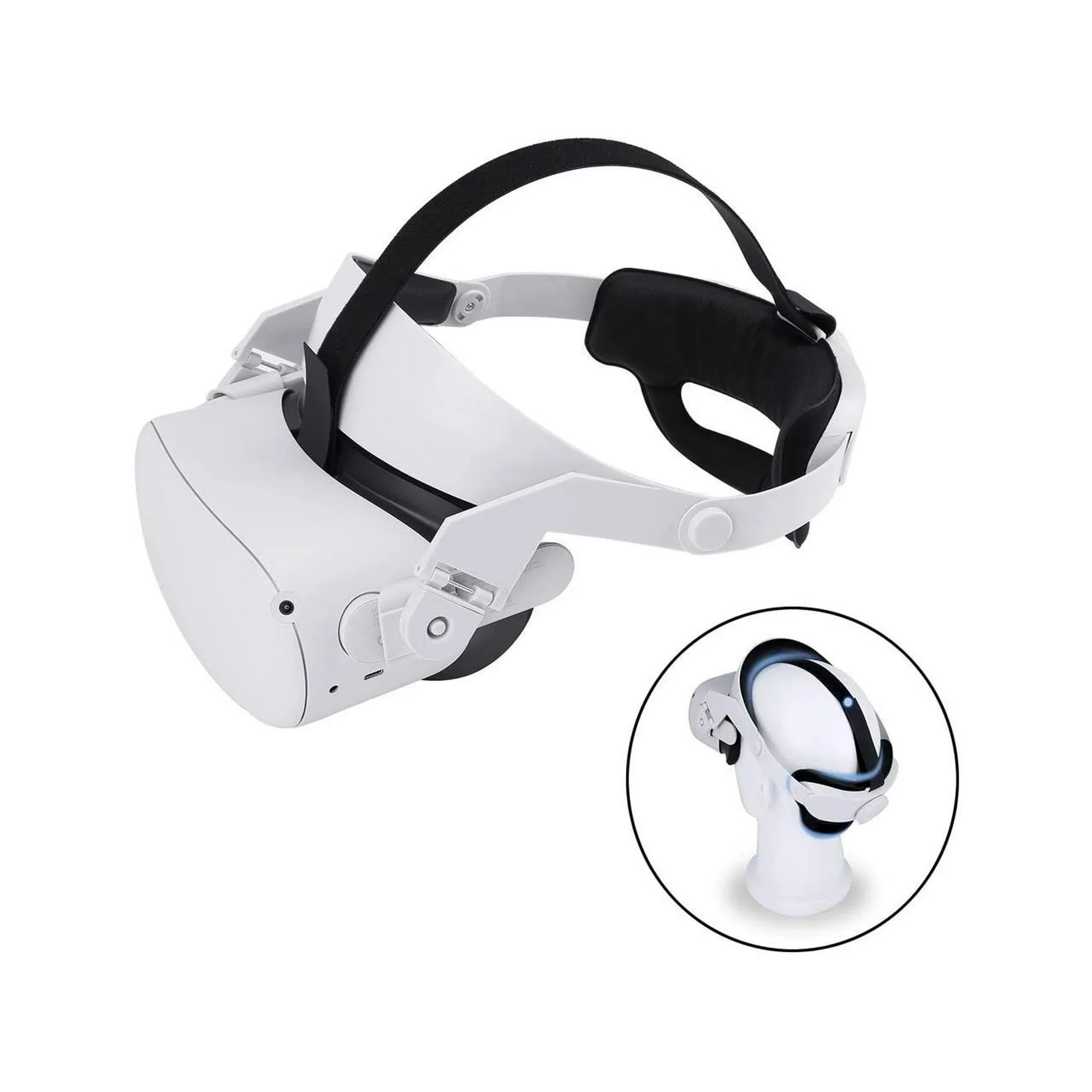 Orzero Adjustable Head Strap Fit for Oculus Quest 2 VR Headset with Head Cushion, Replacement for Elite Strap Comfortable Protective Head Strap Reduce Pressure -White