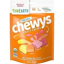 YumEarth Organic Chewys Fruit Flavored Candy Chews, 8 oz, Allergy Friendly, Gluten Free, Non-GMO, Vegan, No Artificial Flavors or Dyes (Pack of 1)