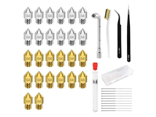 3d Printer Nozzles Hardened Metal Mk8 Extruder Nozzles With Cleaning Tool Kits For 1.75 Brass Nozzle Ender 3 Pro