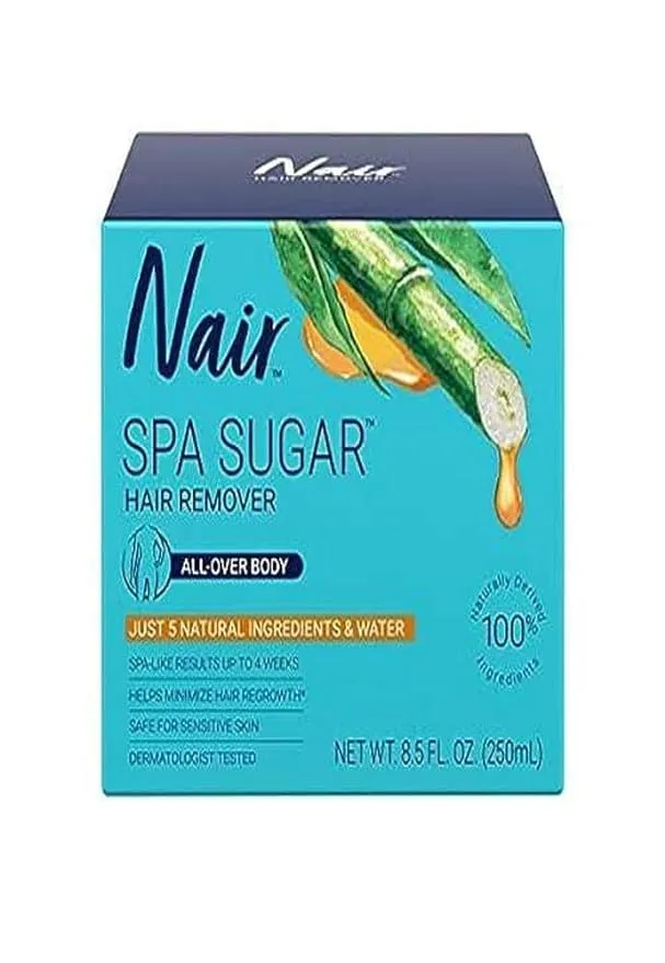 Nair Sugar Spa, Wax Free Sugar Waxing Kit for Women. Sugar Wax Kit for Hair Removal, Natural Ingredient Body Wax Hair Remover for Legs, Underarms, and Bikini Hair Removal, 250mL