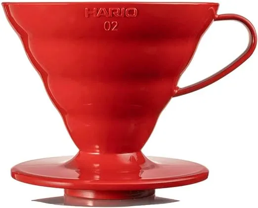 Hario V60 Plastic Coffee Dripper Pour Over Cone Coffee Maker Size 02, Red