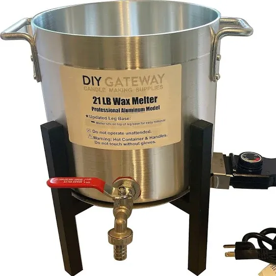 Super Large Wax Melter for Candle Making: 21 LB Electric Aluminum Wax Melting Pot Machine + Regular Size Quick-Pour Spout & Free Ebook