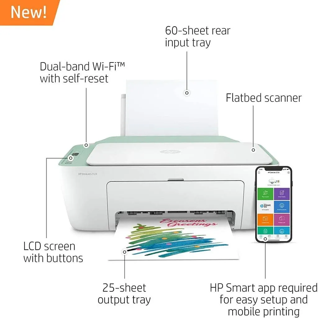 Hp DeskJet 3772 All-in-One Wireless Color Inkjet Printer - Instant Ink Ready, White