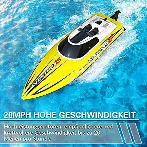  RC Boat 20MPH Fast RC Boat for Adults 2.4Ghz Remote Control Boat Yellow Boat