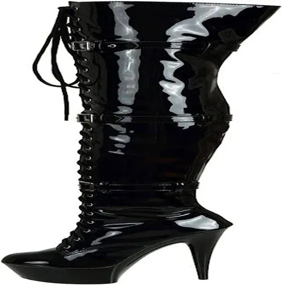 SheSole Women's Over The Knee Thigh High Heel Boots Platform Zip Buckle Lace Up Black Boots for Cosplay Costume