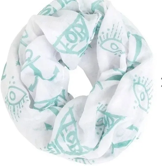 Hot Topic Fall Out Boy FOB Print Infinity Scarf - New Women | Color: White