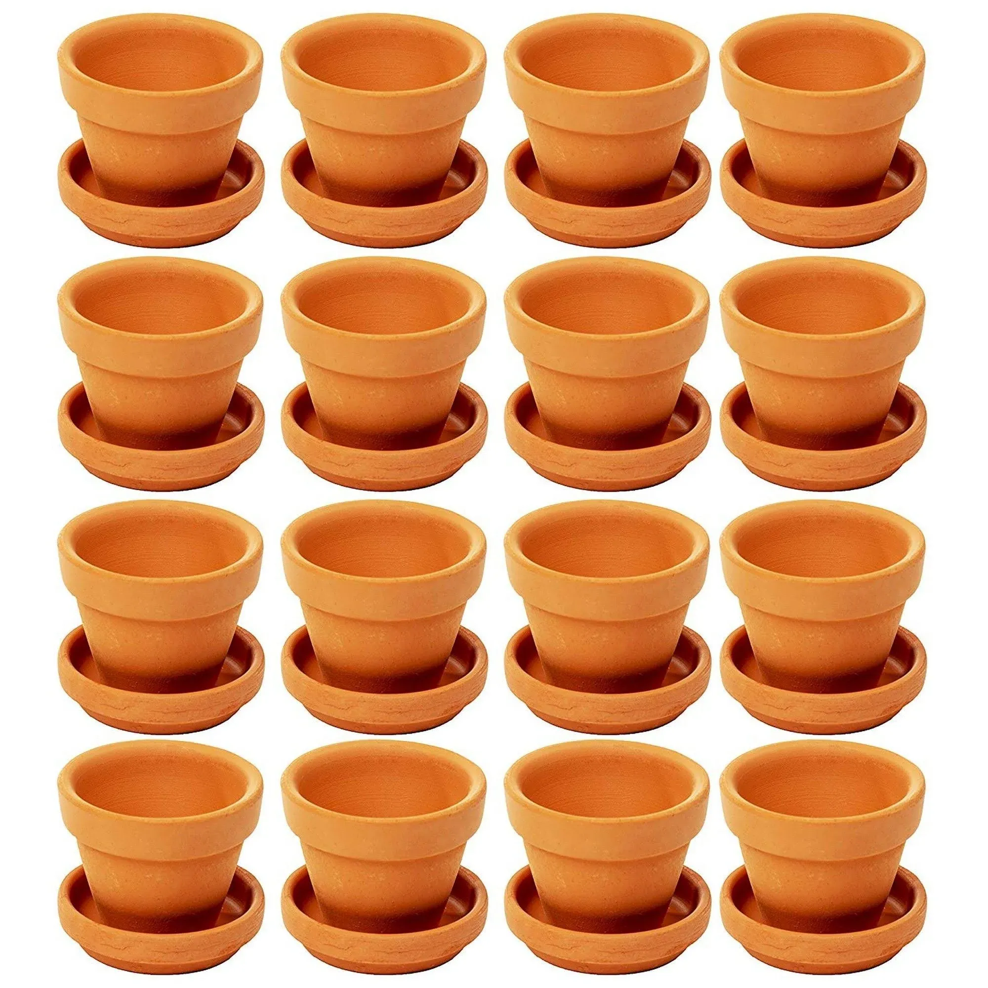 Juvale Small Terra Cotta Pots with Saucer- 16-Pack Clay Flower Pots with Saucers, Mini Flower Pot Planters for Indoor, Outdoor Plant, Succulent